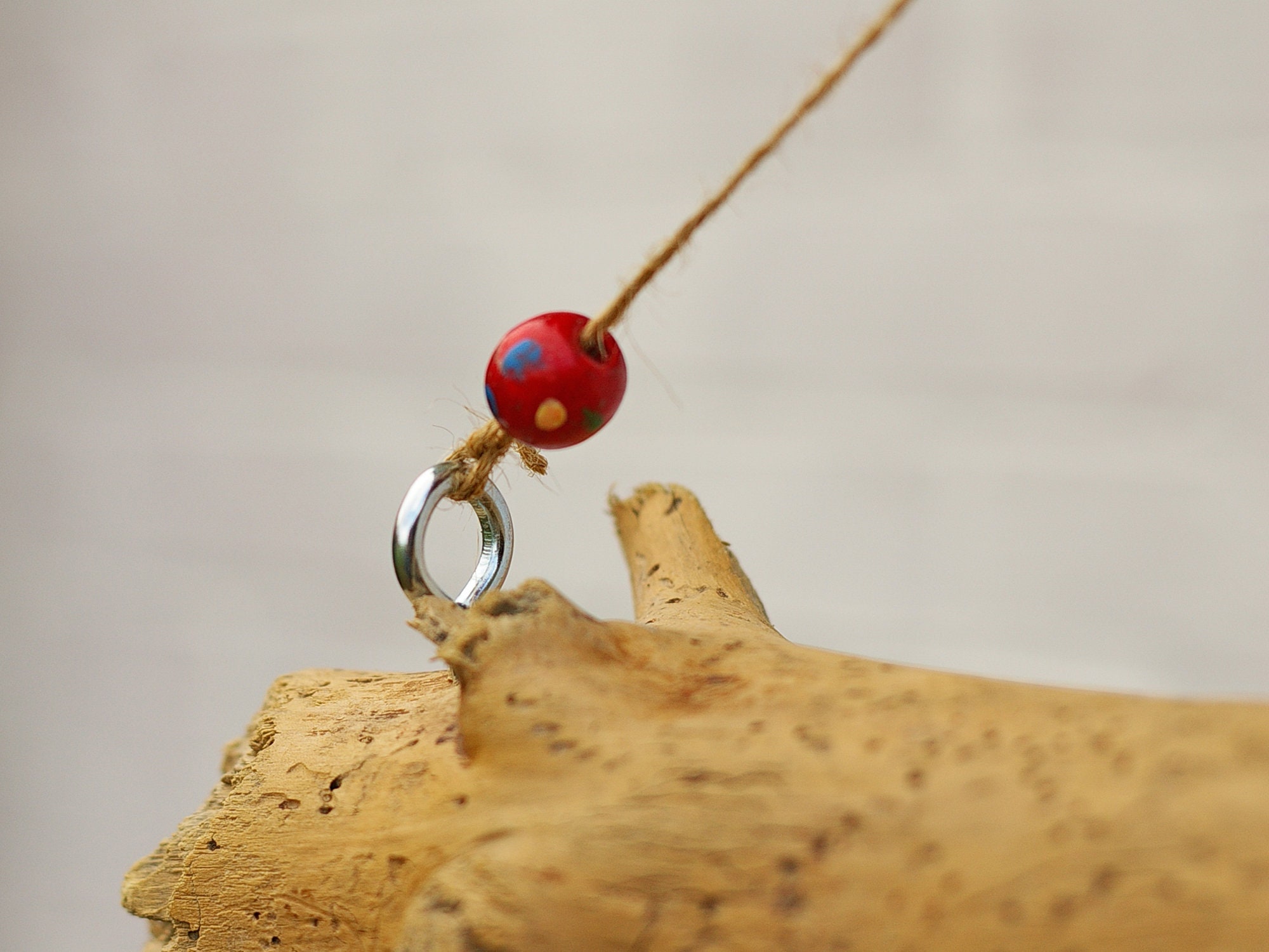 Campana de viento con madera a la deriva y cuentas de colores | Etsy