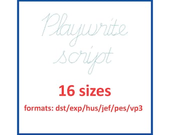 Borduurlettertype voor toneelscripts, 16 maten en 6 formaten, direct te downloaden.