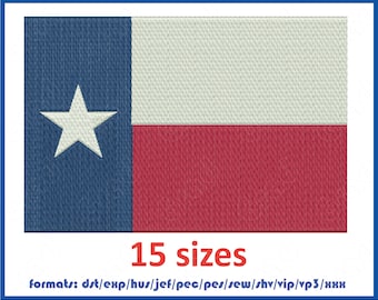 Texas flag Embroidery Machines Design Instant Download Digital Files 15 sizes and 11 formats