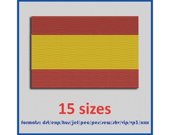 Spain flag Embroidery Machines Design Instant Download Digital Files 15 sizes 11 formats