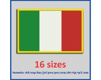 Italian flag Embroidery Machines Design Instant Download Digital Files 16 sizes 11 formats