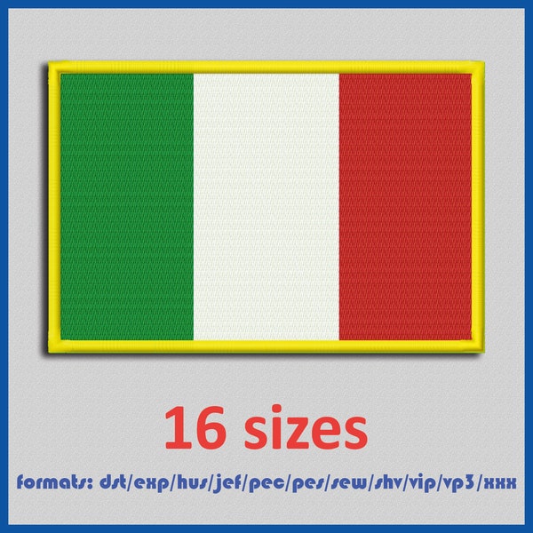 Italian flag Embroidery Machines Design Instant Download Digital Files 16 sizes 11 formats