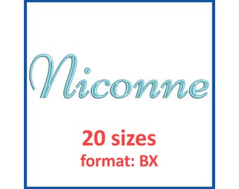 Niconne embroidery font 20 sizes in format BX