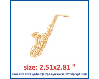 Saxophone Machine Embroidery Design Musical Instrument Jazz