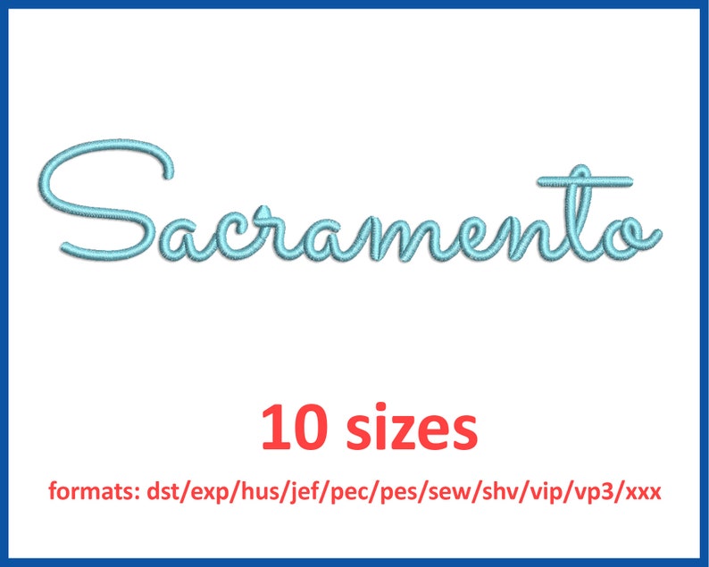 Sacramento Embroidery Font 10 Sizes 0.51/2 1 1.5 2 2.5 Etsy