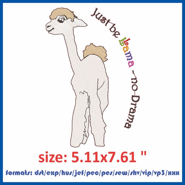 Llama Machine Embroidery Design. Alpaca, lama or llama digital embroidery design. Instant download.