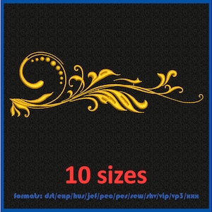 Machine embroidery design. Herbal ornament. Floral frame. Embroidery swirl vintage pattern. 10 sizes and 11 formats