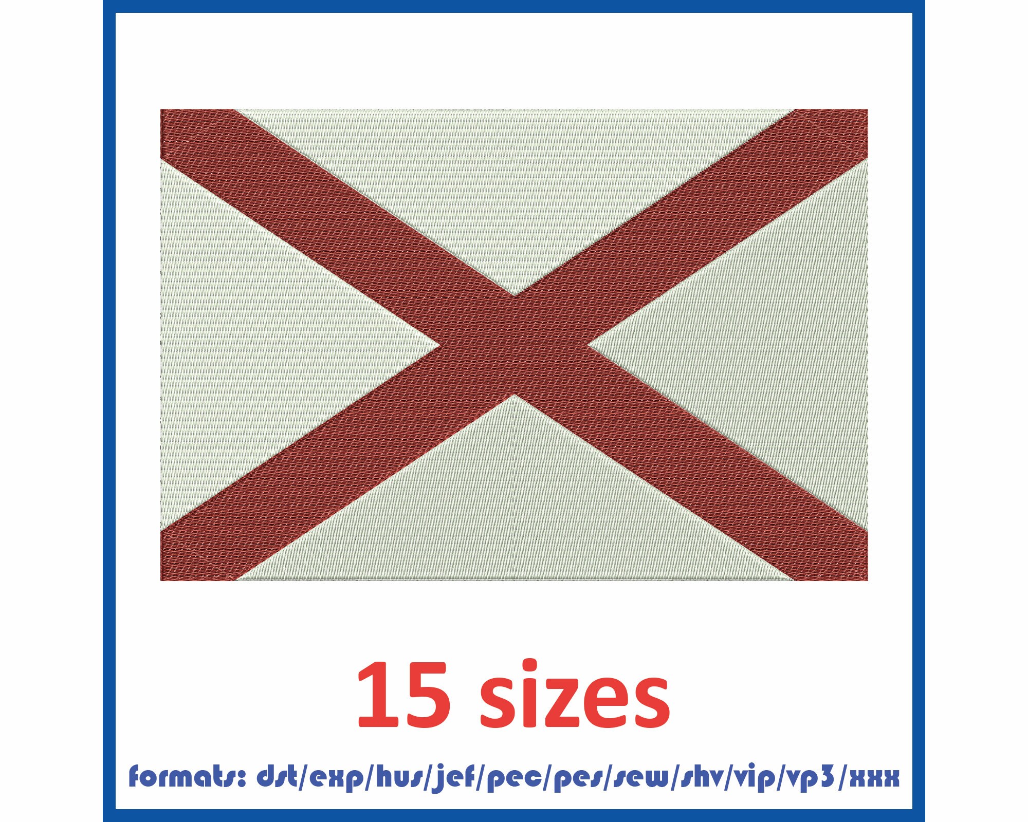 Alabama flag Embroidery Machines Design Instant Download Digital Files 15 sizes and 11 formats