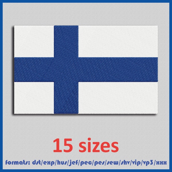 Finland flag. Embroidery machines design. Instant Download Digital Files. 15 sizes and 11 formats.