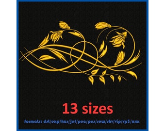 Machine embroidery design. Floral frame. Herbal ornament. Embroidery swirl vintage pattern. 13 sizes and 11 formats