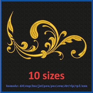 Machine embroidery design. Herbal ornament. Floral frame. Embroidery swirl vintage pattern. 10 sizes and 11 formats
