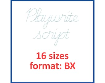 Toneelschrift borduurlettertype, 16 maten en BX-formaat, direct te downloaden.