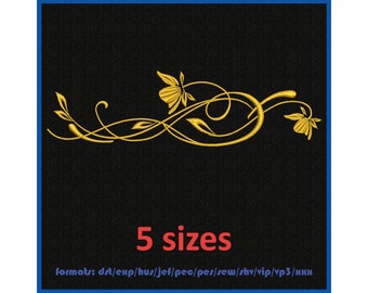 Machine embroidery design. Floral frame. Herbal ornament. Embroidery swirl vintage pattern. 5 sizes and 11 formats