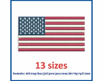 Machine Embroidery Design Flag USA small sizes. Flag of the United States of America. Instant Download Digital Files 13 sizes and 11 formats