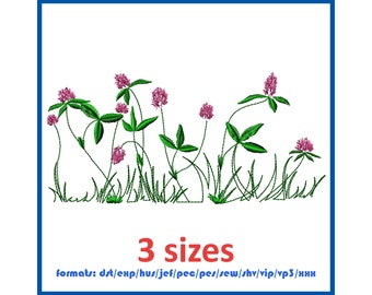 Clover Machine Embroidery Design. Wildflower embroidery design. Instant Download. 3 sizes and 10 formats.