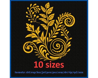 Machine embroidery design. Floral frame. Herbal ornament. Embroidery swirl vintage pattern. 10 sizes and 11 formats