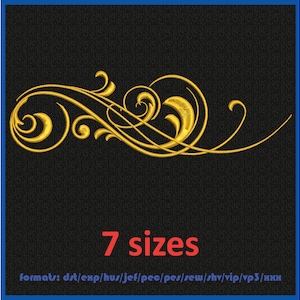 Machine embroidery design. Floral frame. Herbal ornament. Embroidery swirl vintage pattern. 7 sizes and 11 formats