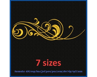 Machine embroidery design. Floral frame. Herbal ornament. Embroidery swirl vintage pattern. 7 sizes and 11 formats