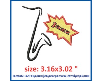 Saxophone Machine Embroidery Design Musical Instrument Jazz