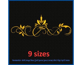 Machine embroidery design. Floral frame. Herbal ornament. Embroidery swirl vintage pattern. 9 sizes and 11 formats