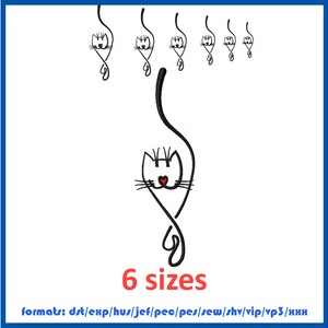 Cat mini fill stitch machine embroidery desin simple Picture One color flat Design caligraphy
