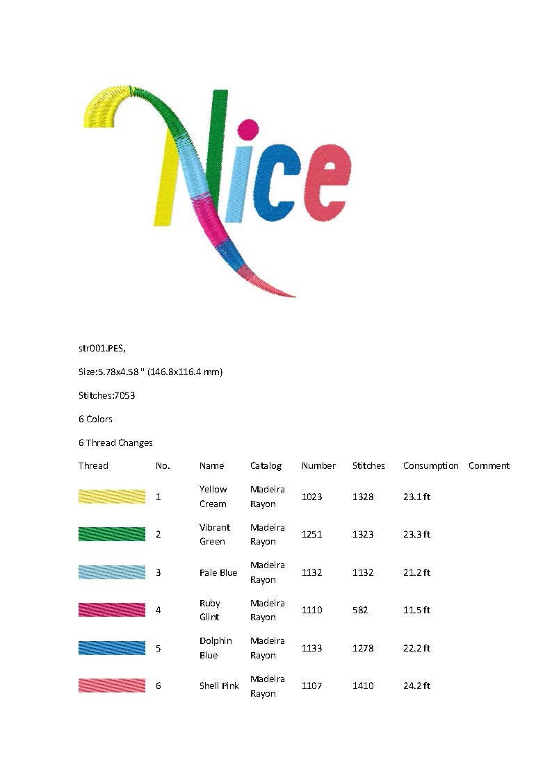 Machine Embroidery Designs - Inscription Nise. 10 Sizes and 11