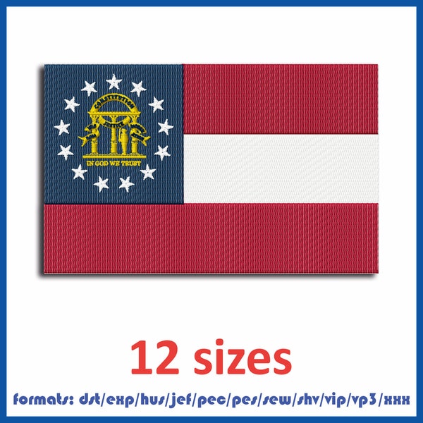 Georgia flag Embroidery Machines Design Instant Download Digital Files 12 sizes and 11 formats