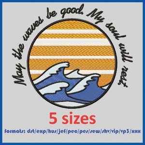Sun & Surf Sunset Machine Embroidery Design Embroidery Patterns Embroidery Files Instant Download 5 sizes and 11 formats