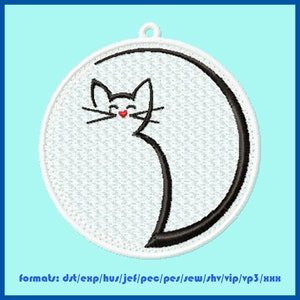 Cat FSL bookmark machine embroidery desin Simple Picture  Flat Design Lace Embroidery