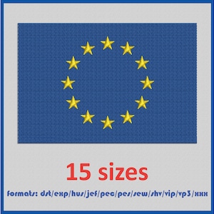EU flag. Flag of Europe. Embroidery Machines Design 15 sizes 11 formats. Instant Download Digital Files.