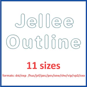Jellee Roman Outline font embroidery design 2, 2.5, 3, 3.5, 4, 4.5, 5, 5.5, 6, 6.5, 7 inches 11 sizes and 11 formats