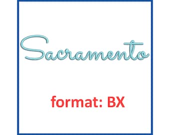 Sacramento embroidery font format BX