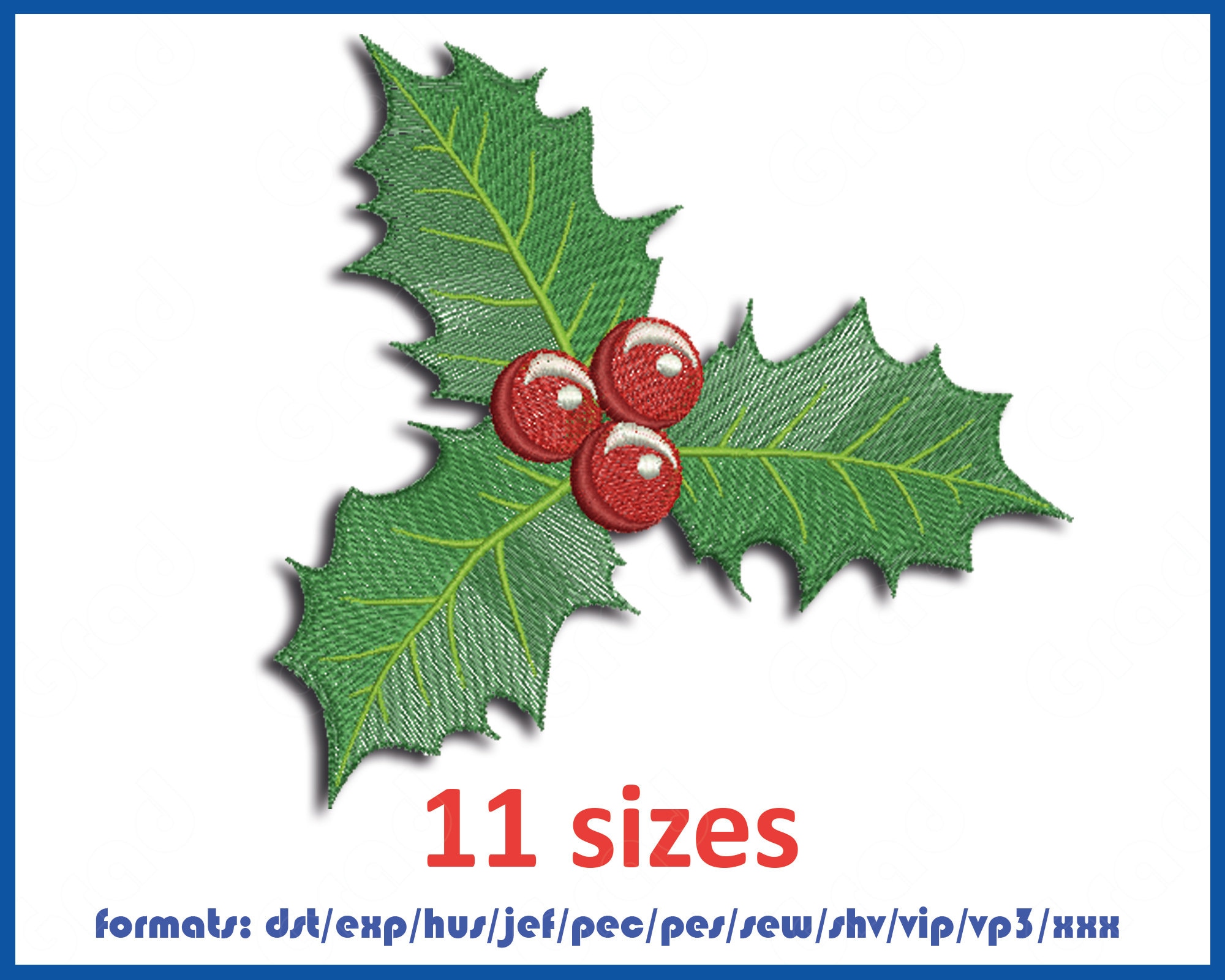 Machine Embroidery Christmas Holly Berry Design. 11 Sizes and Etsy