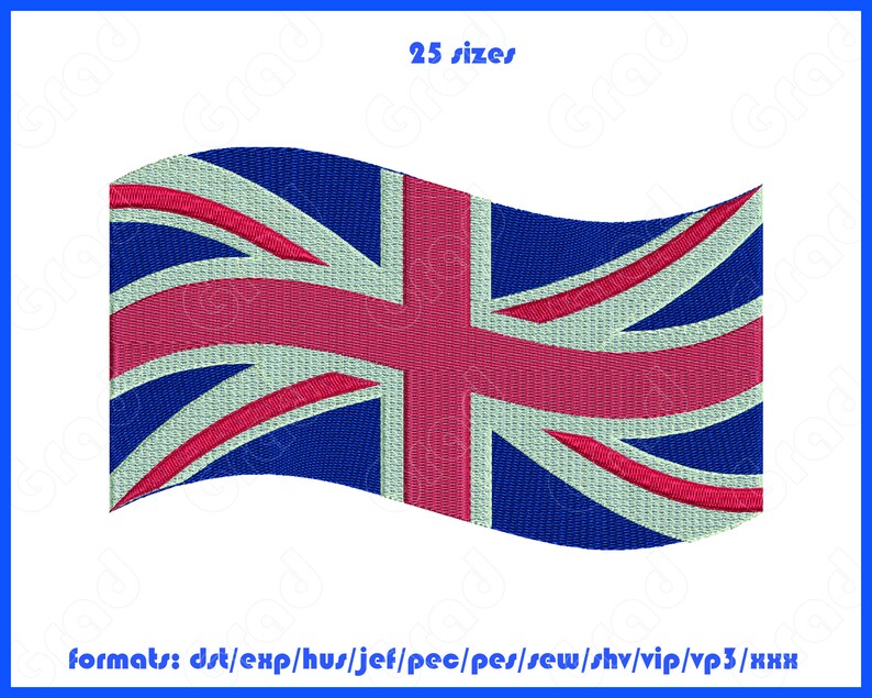 United Kindom Flag Embroidery Machines Design Instant Download | Etsy