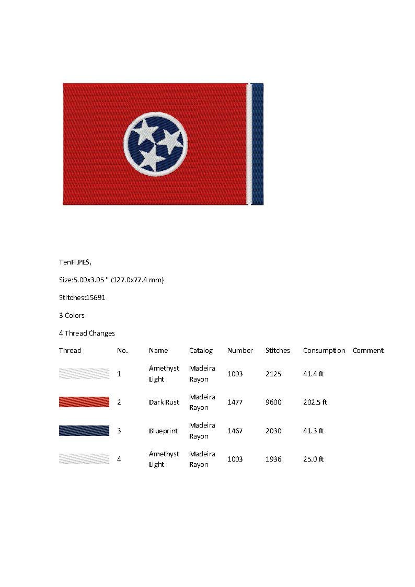 Tennessee Flag Embroidery Machines Design Instant Download - Etsy