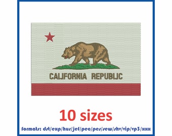 California flag Embroidery Machines Design Instant Download Digital Files 10 sizes and 11 formats