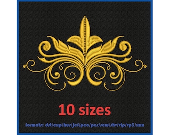 Machine embroidery design. Herbal ornament. Floral frame. Embroidery swirl vintage pattern. 10 sizes and 11 formats