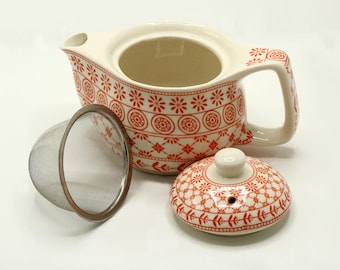 350ml Small Ceramic Amber Design Herbal Teapot and Strainer