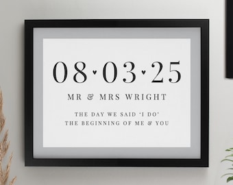 Personalised Special Date Black Poster Frame - Birthday - Couples - Anniversary Gift - New Home Gift