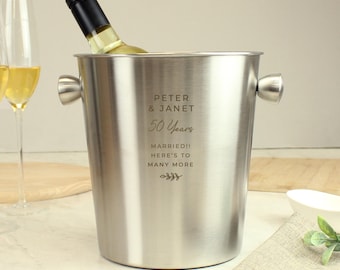 Personalized Stainless Steel Ice Bucket: Wedding, New Home Gift