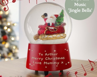 Personalised Message Musical Santa Globe, Custom Christmas Decor