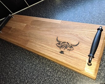 Charcuterie Board 60x20x3.5cm - Highland Cow Design