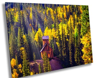 Million Dollar Highway Print: Rustykalna chata, osiki, góry San Juan