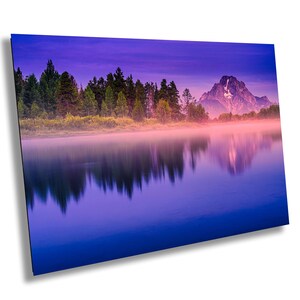 WY Teton National Park, Oxbow Bend Crossing, Snake River, Spiegelungen, Mt. Moran, Nebel, Morgengrauen, Sonnenaufgang 2