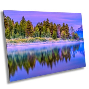 WY Teton National Park, Oxbow Bend Crossing, Snake River, Reflections, Trees, Sunrise