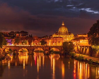 Rome, Saint Peter's Basilica, Vatican City, Italy, Night Photography, Sunset, Award Winner