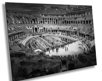Rome, Colosseum Interior, Italy, Iconic, Black and White