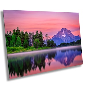 WY Teton National Park, Oxbow Bend Crossing, Snake River, Reflections, Mt. Moran, Coral Sky, Sunrise 5