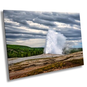 WY Yellowstone Old Faithful Geyser Thunderstorms