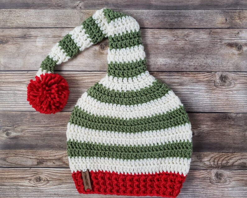 Christmas Elf Hat Crochet Elf Hat Red And Green Hat Striped Elf Hat Kid S Elf Hat Child S Elf Hat Toddler Elf Hat